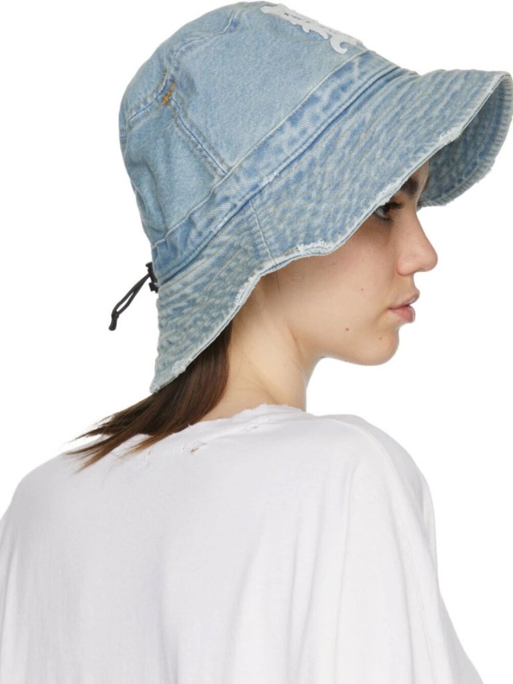 R13 Light Blue Denim Bucket Hat with White Embroidered Logo - Picture 2 of 7